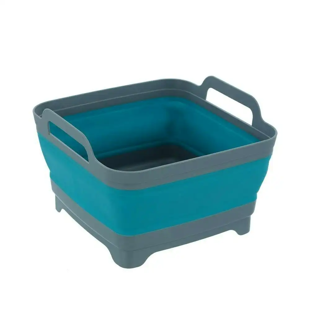 Boxsweden Foldaway 30.5cm 10.5L Square Basin Foldable Container w/ Handles Blue