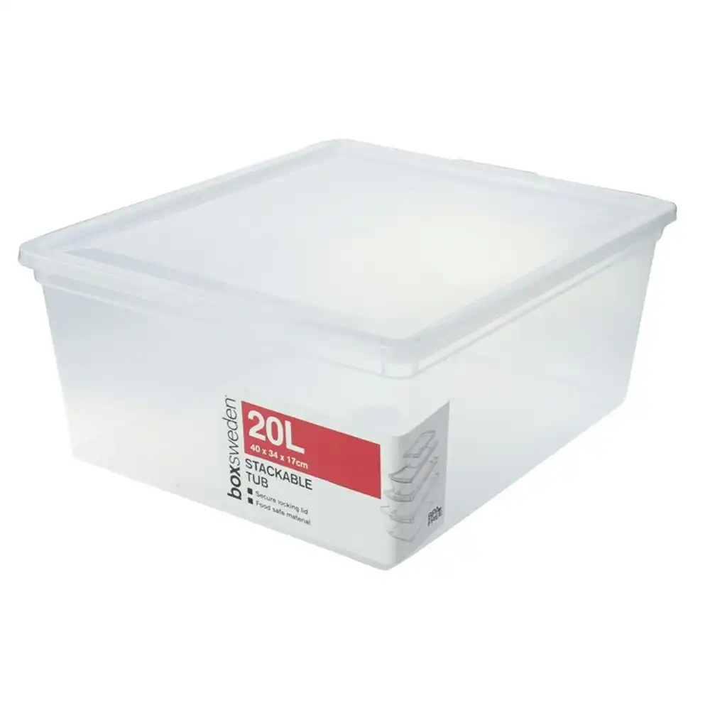 4x Boxsweden Essentials 20L Stackable Storage Tub Home Organiser/Container /Box