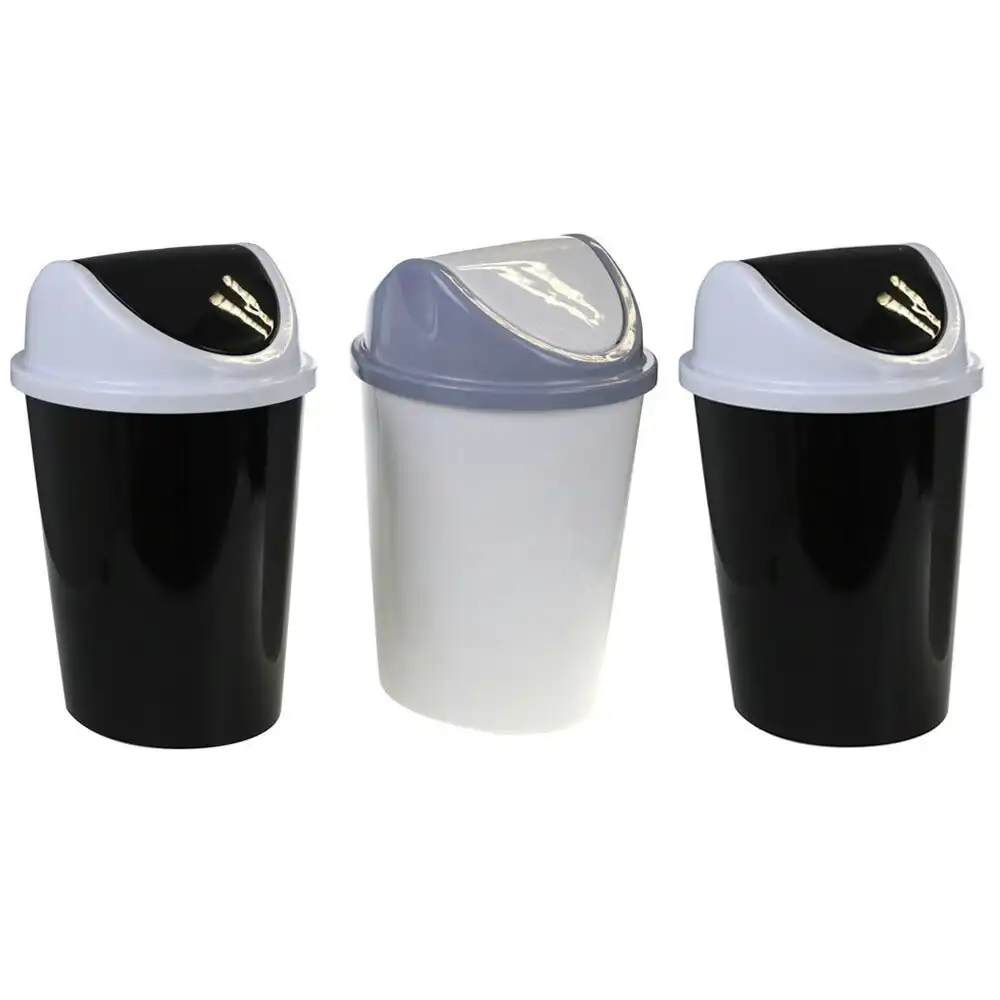 3x Boxsweden Trash Bin 11L w/ Swing Lid Garbage Container Waste Basket Assort.