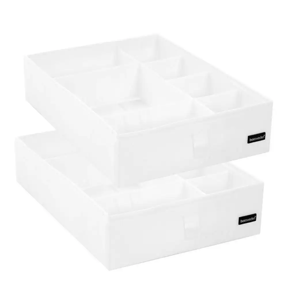 2x Boxsweden Kloset Compartment Storer 44cm Storage Container Organiser Box WHT