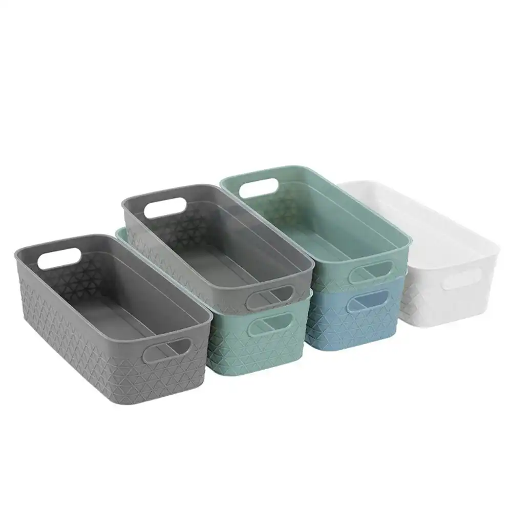 6x Boxsweden Trinity 24.5cm Basket Organiser Storage/Container w/ Handle Assort