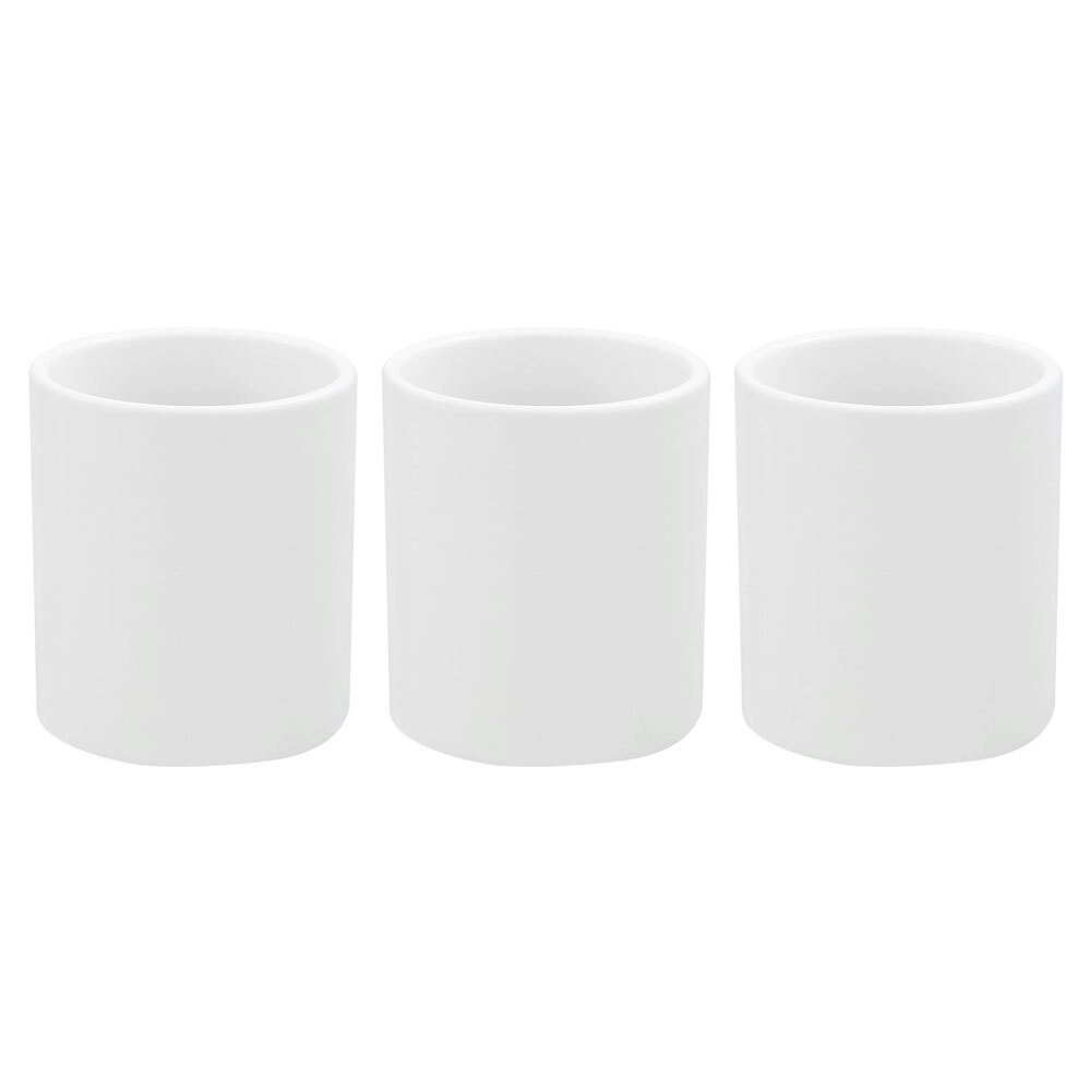 3x Boxsweden Bano 8x9cm Ceramic Bathroom Cup Toothbrush/Paste Holder Storage WHT