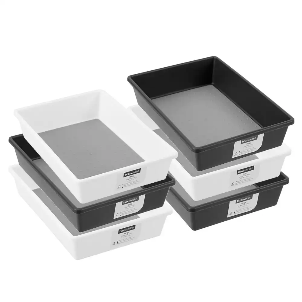 6x Boxsweden 24.5x5cm Grip Rectangle Home Organiser Tray Storage Assorted