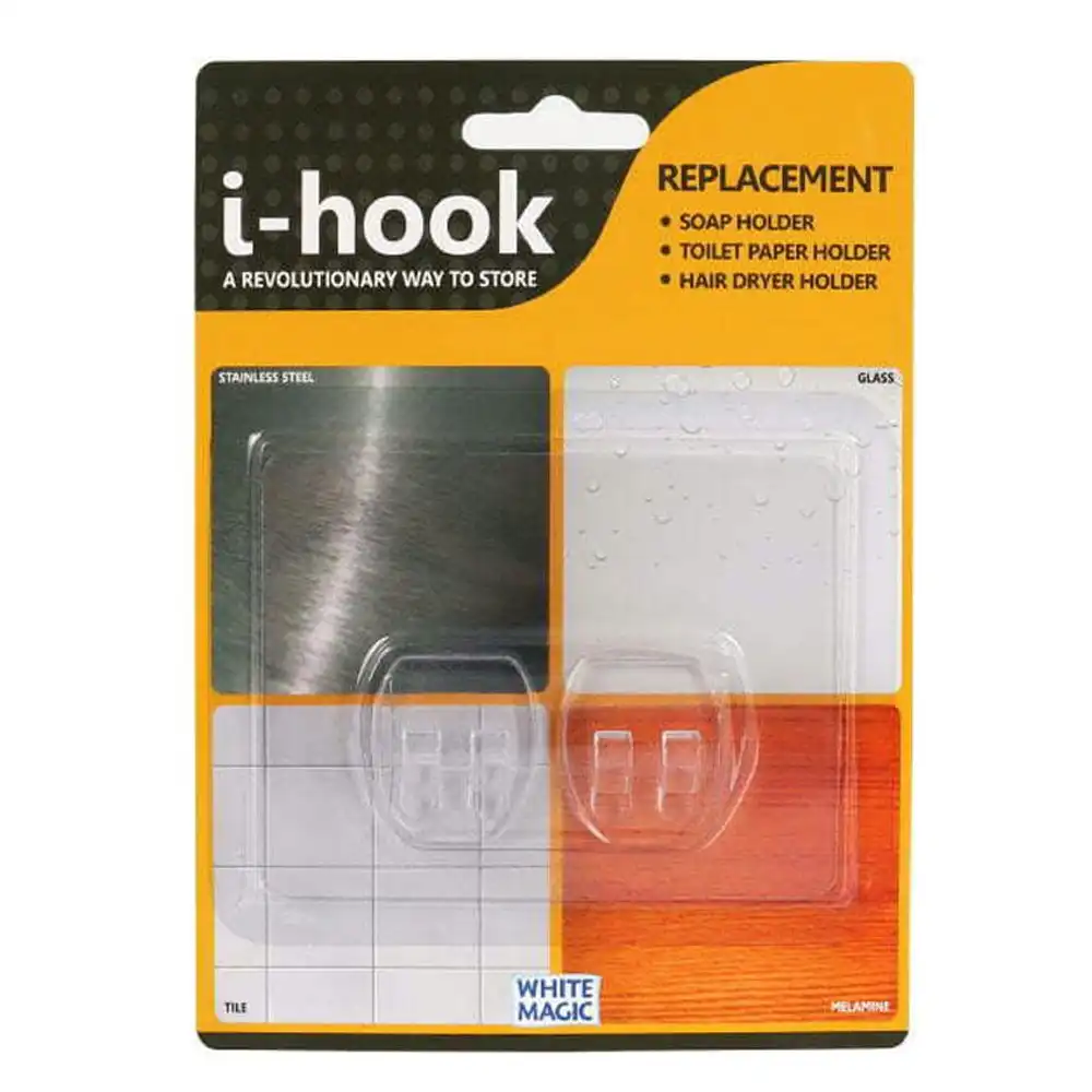 I-Hook R2 Replacement 10cm Storage For Soap/Toilet Paper/Hair Dryer Holder Clear