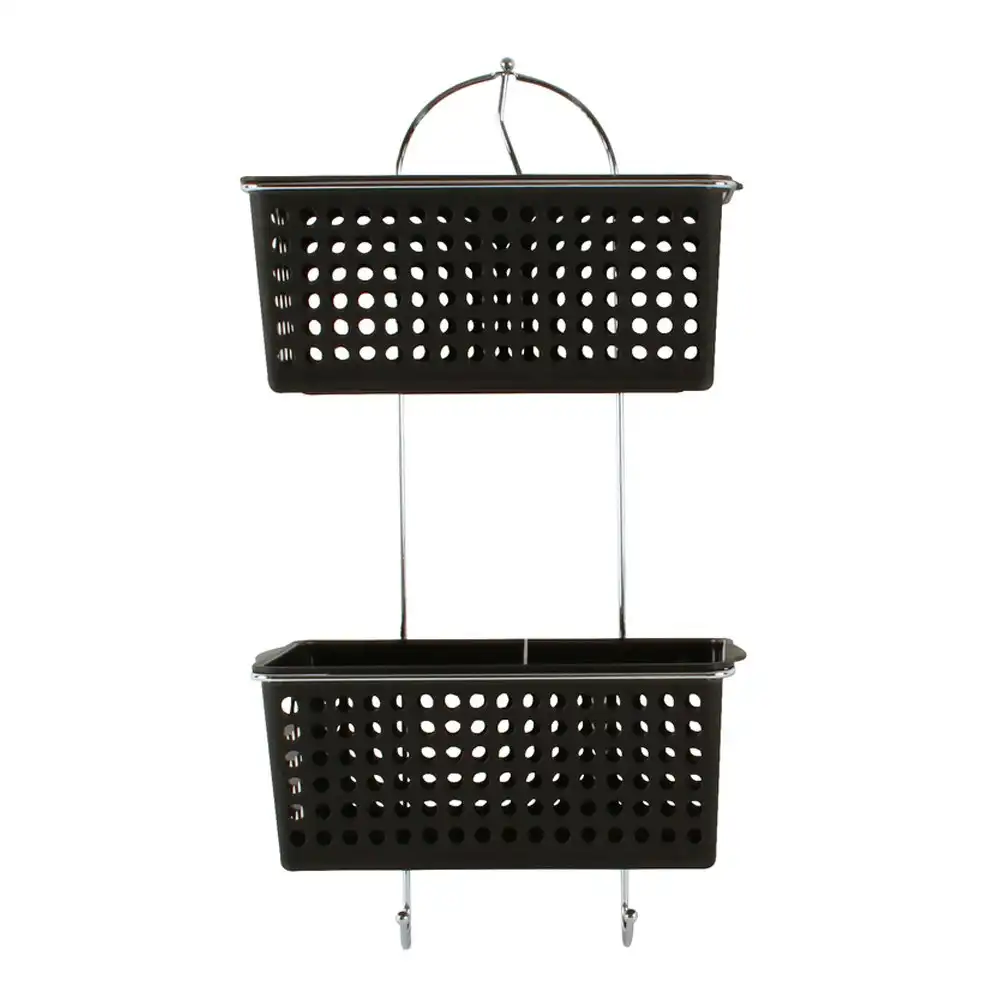 Home Expression 2-Tier Basket 64.5cm Shower Caddy w/ Hook Hanging Organiser Asst