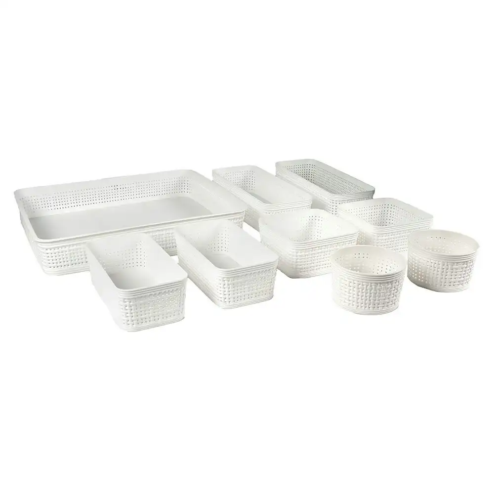 9pc Kemasi Assorted Woven Basket Home Storage Hamper Box Tubs Assorted