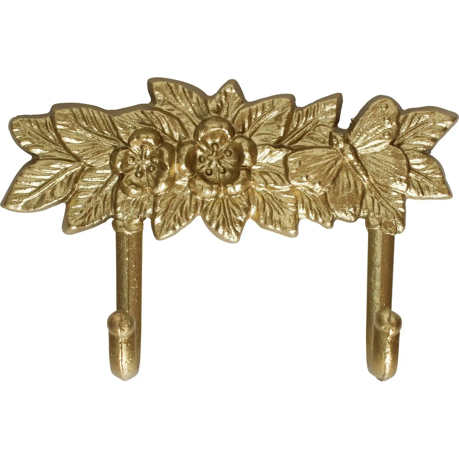 Hooks Fleur Metal 20cm Wall Hanging Decor Keys/Coat Hanger/Holder Organiser Gold