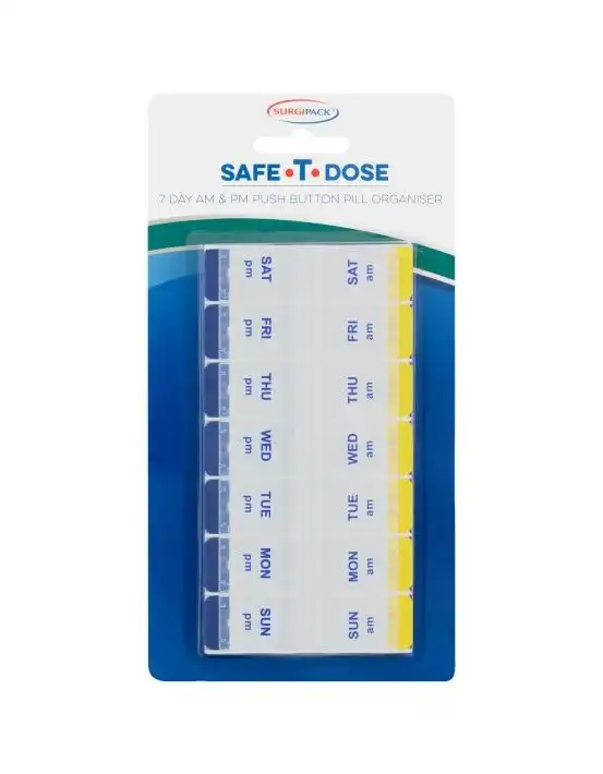SurgiPack Safe-T-Dose AM/PM Pill Push Button Organiser