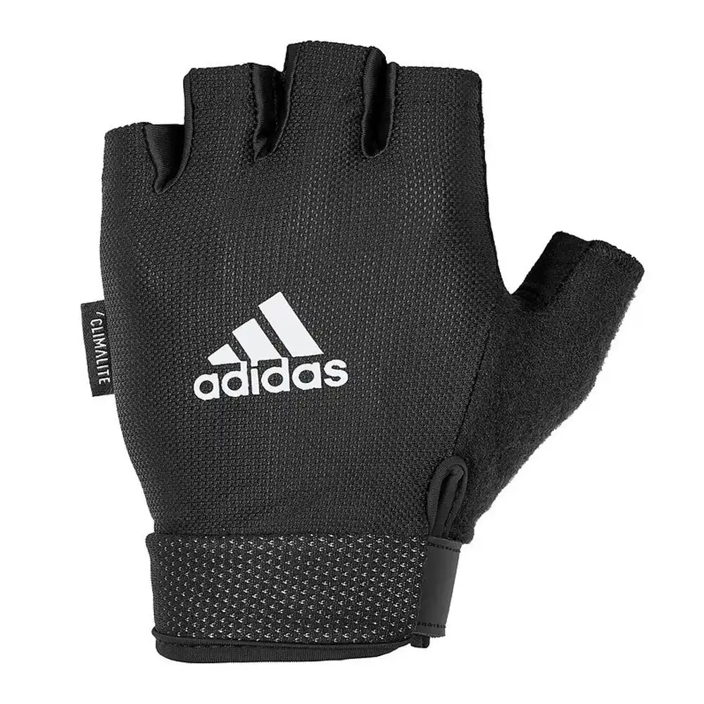 Adidas Large Essentials Adjustable Gloves Sports Workout Gym Exercise White/BLK