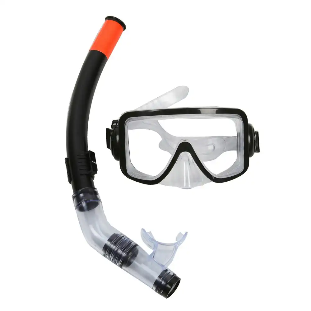 Airtime 42x23cm Deluxe Youth Swimming Snorkel Googles & Adjustable Mask Set BLK