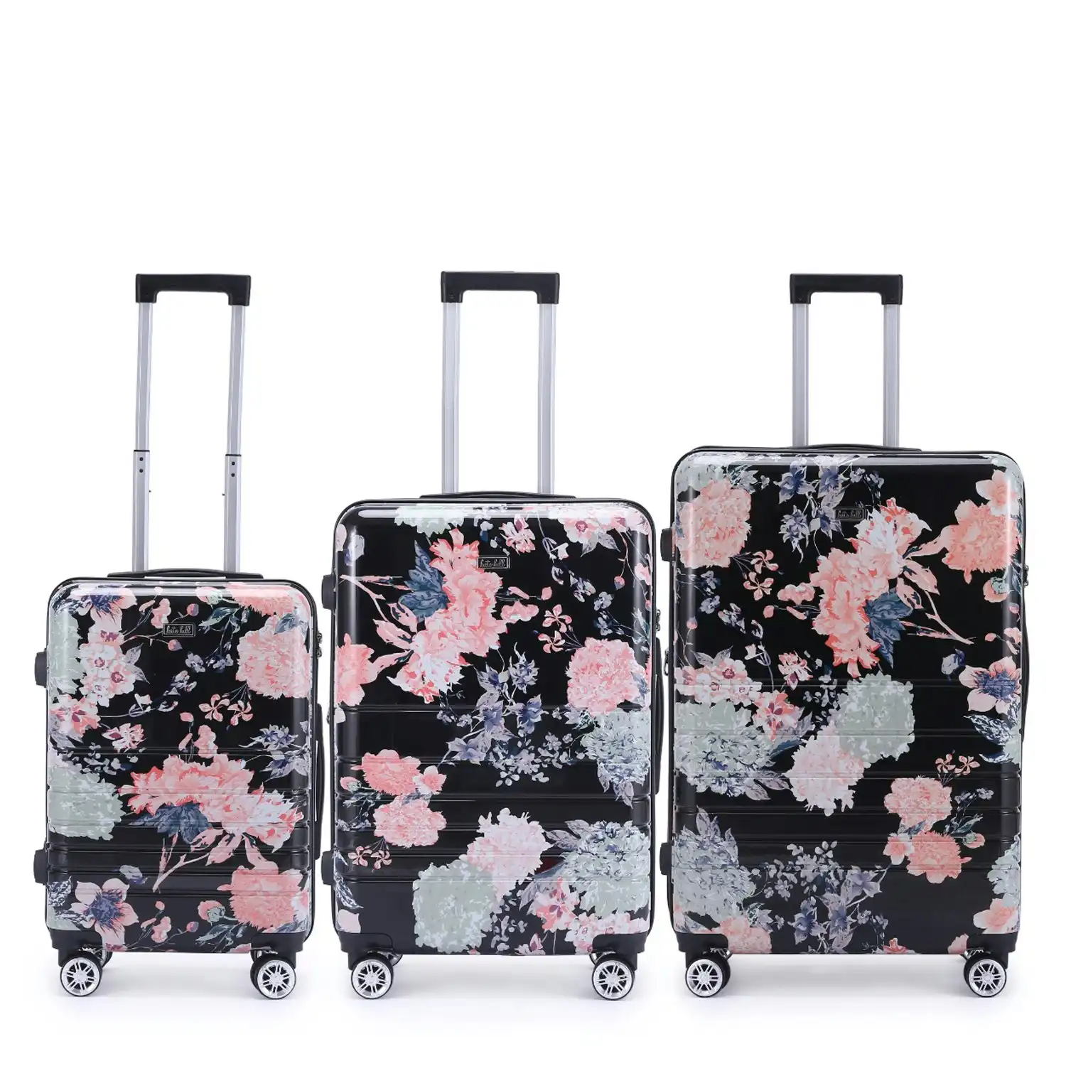 3pc Kate Hill Bloom Wheeled Trolley Hard Suitcase Luggage Set Floral S/M/L