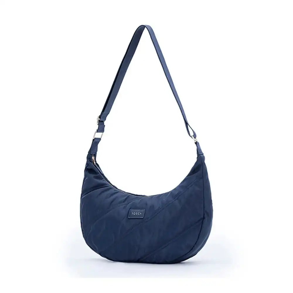 Tosca Everyday Hobo Shoulder Compact Crescent Purse Handbag Navy Stitch