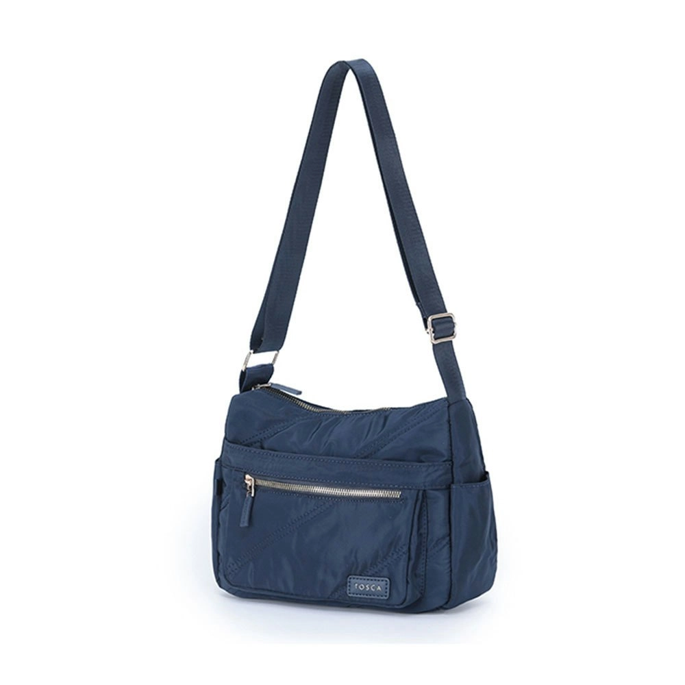 Tosca Casual Vegan Nylon Shoulder Minimalist Crossbody Handbag Navy Stitch