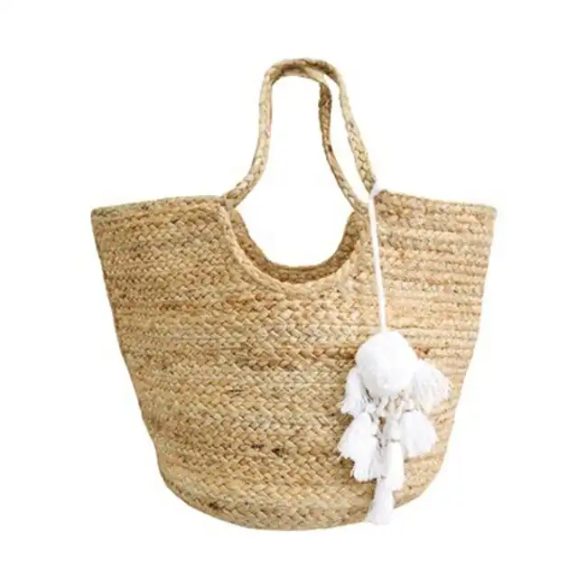 Lula 50cm Jute Bag Ladies/Women's w/ Handle Travel/Fashion Carry Handbag Natural