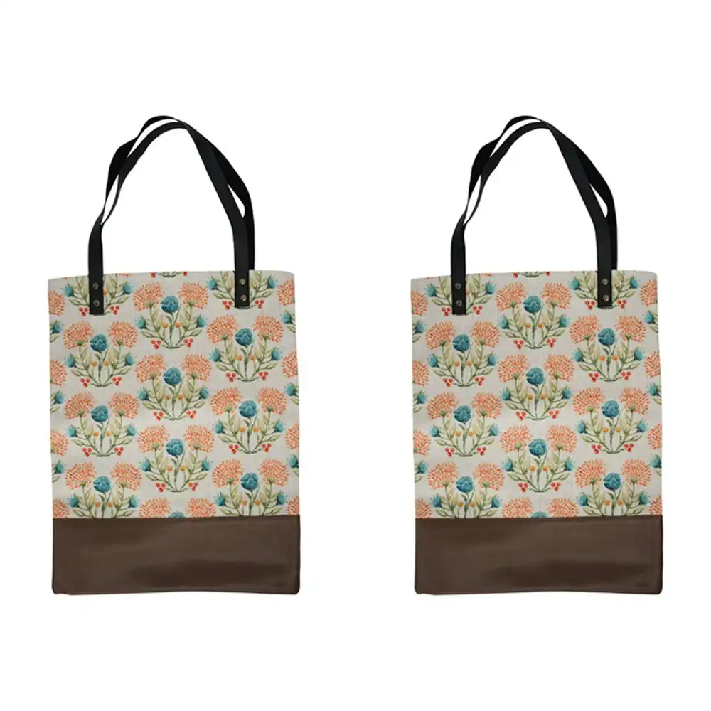 2x Polylinen 45cm Market Bag Ladies/Women's Shopping Carry w/ Handle Whimsical