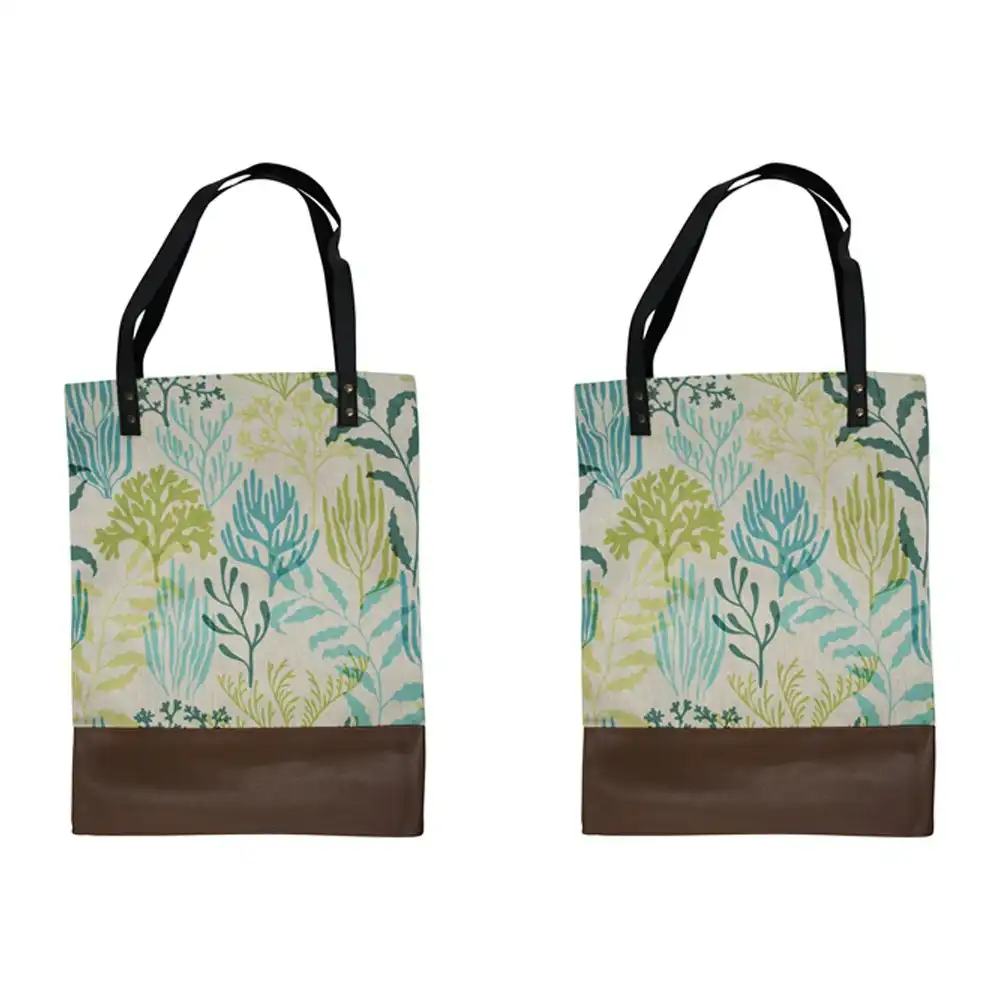 2x Polylinen 45cm Market Bag Ladies/Women's Shopping Tote Carry w/ Handle Reef