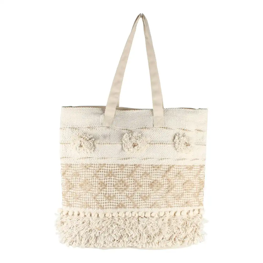 Maine & Crawford 45cm Lalit Cotton Tote Bag Women Travel Outdoor Handbag White