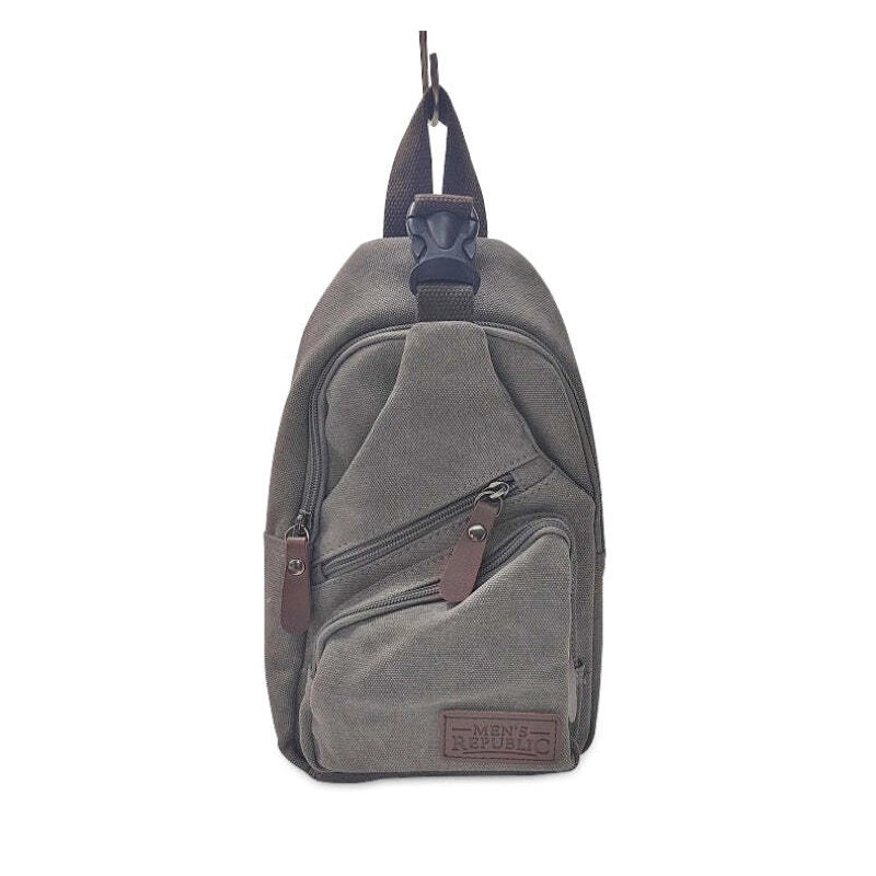 Men's Republic On the Go Portable Canvas Single Strap Sling Bag Backpack Grey