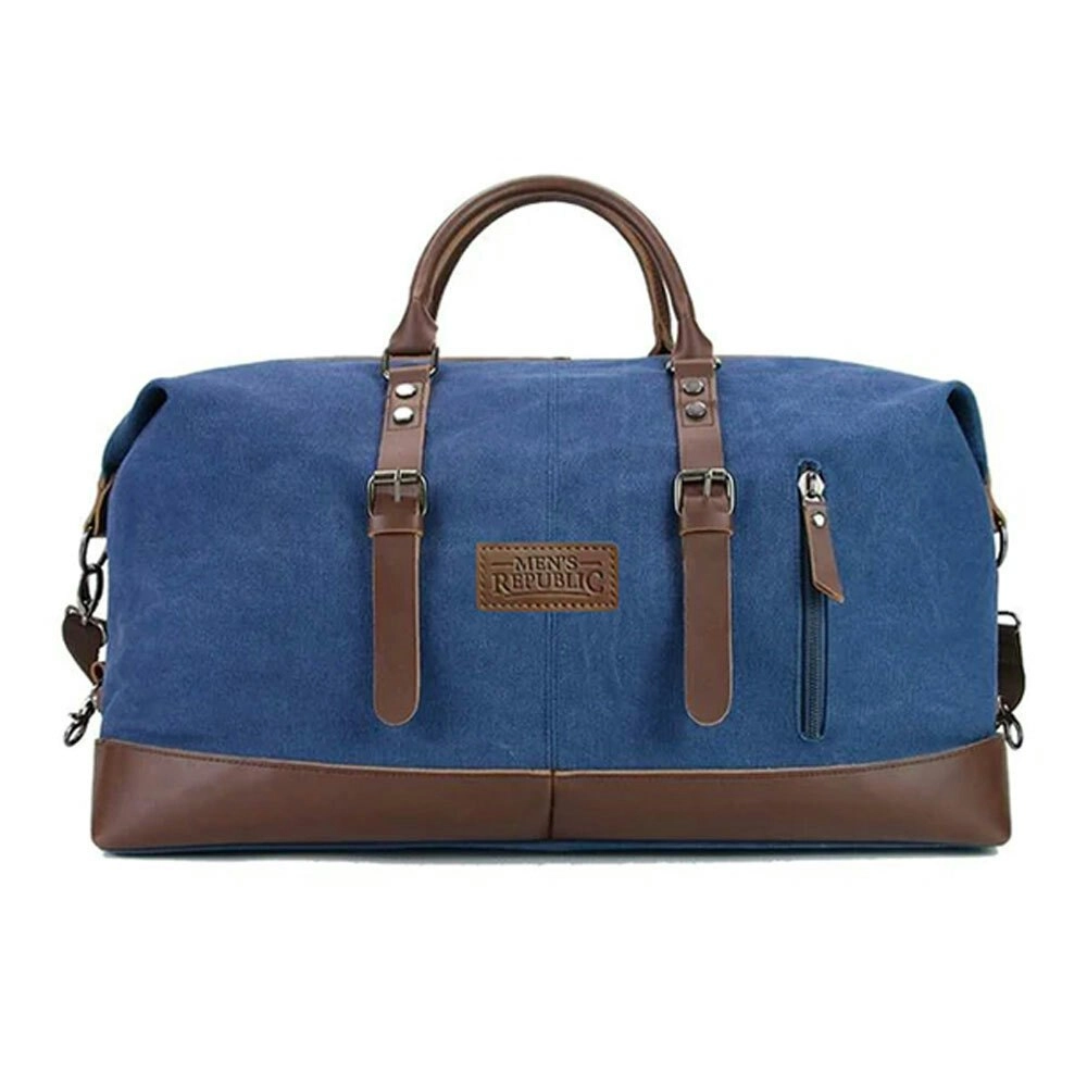 Men's Republic Canvas Spacious Weekend Overnight Travel Bag - Denim Blue