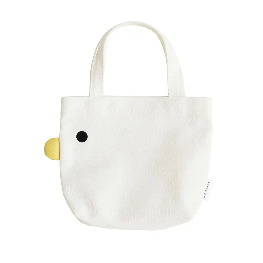 Purroom 41x38cm Cotton/Canvas Chick Women Tote Bag Travel Handbag Large White