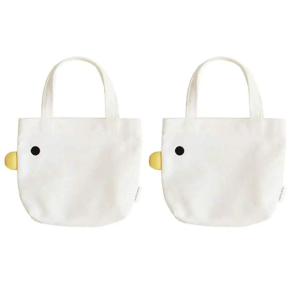 2x Purroom 23x21cm Cotton/Canvas Chick Women Tote Bag Travel Handbag Small White