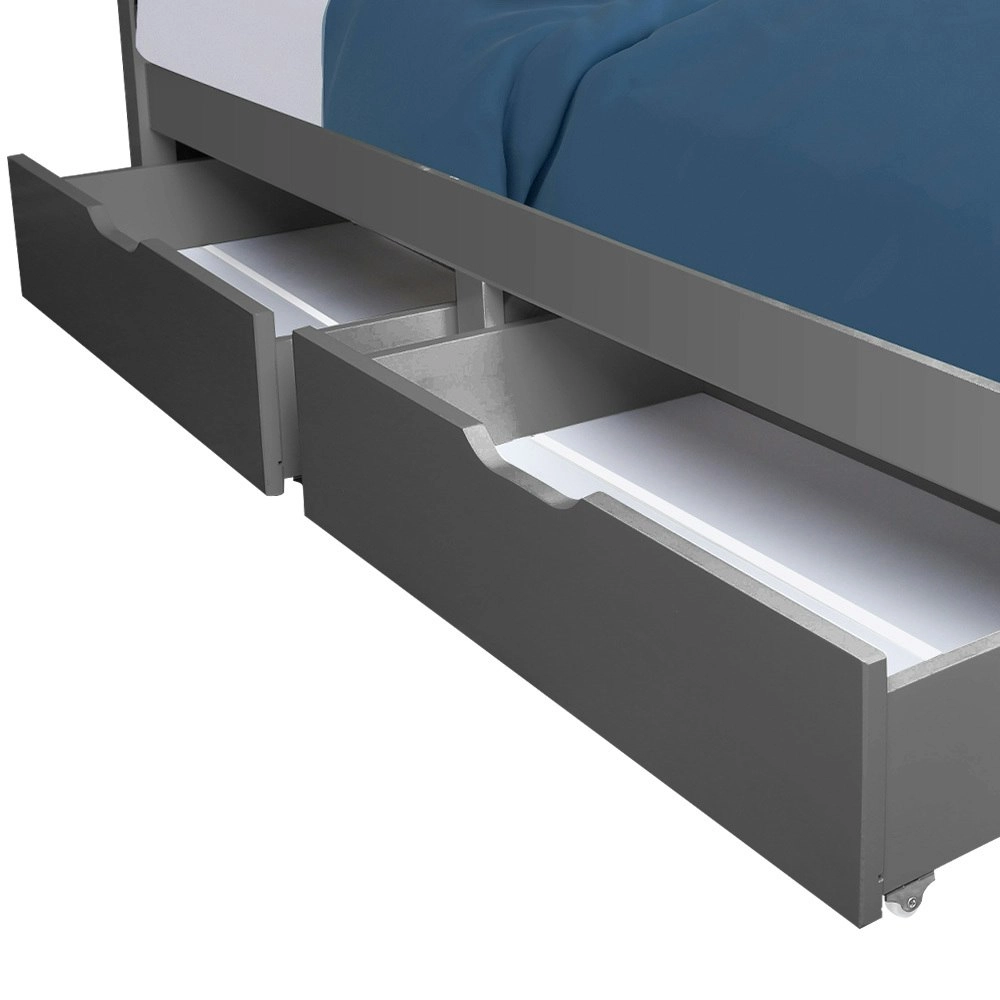 Kingston Slumber Trundle Storage Under Bunk Bed Drawers, 2 Pieces, Grey