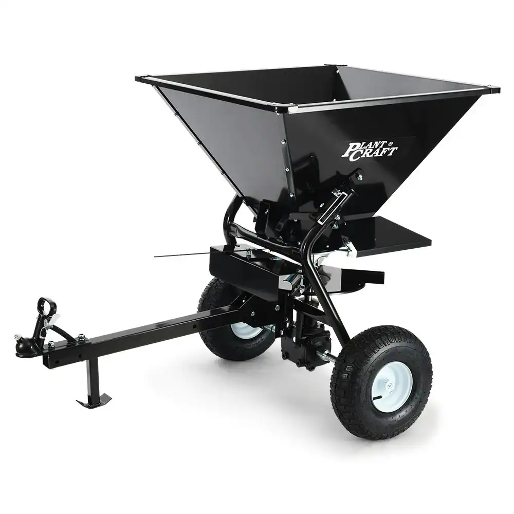 PlantCraft 160L Tow Behind Broadcast Seed and Fertiliser Spreader, 158kg Load, Heavy Duty