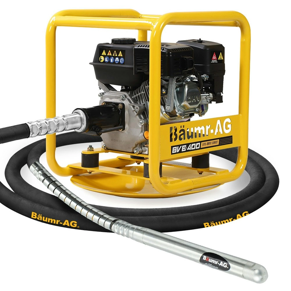 Baumr-AG 6.5HP Full Frame Concrete Vibrator Drive Unit, and 6M x 38mm Vibrating Shaft Combo