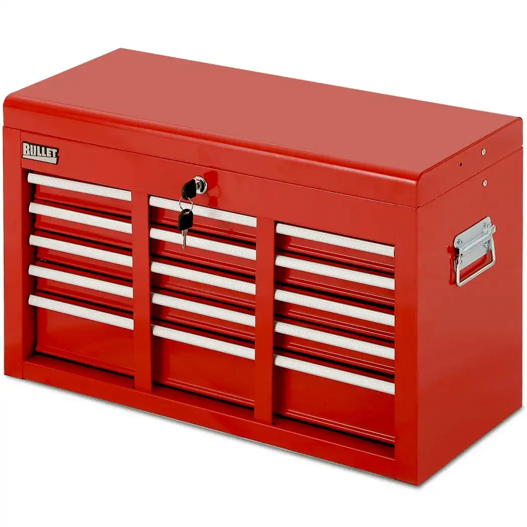 BULLET 9 Drawer Tool Box Chest, Organiser Mechanic Garage Storage Toolbox Set - Red