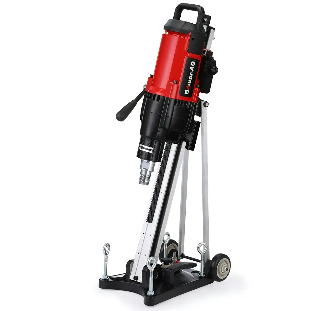 Baumr-AG 3200W 300mm Wet/Dry Core Drill w/ Wheeled Rig Stand Combo, for Concrete Coring Hole Drilling
