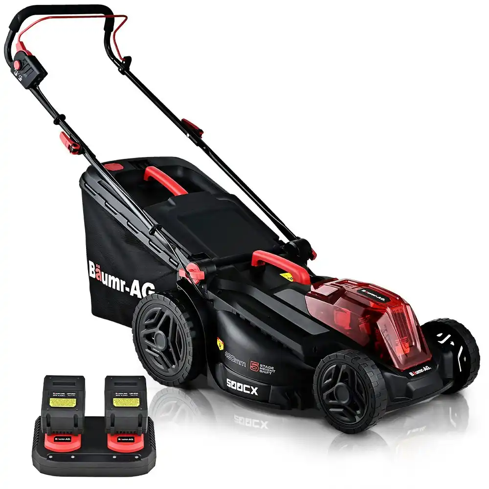 Baumr-AG 500CX 40V SYNC 17 Inch Cordless Lawn Mower Kit, Fast Charger, 2 x 4Ah Battery, 5 Stage Height Adjustment