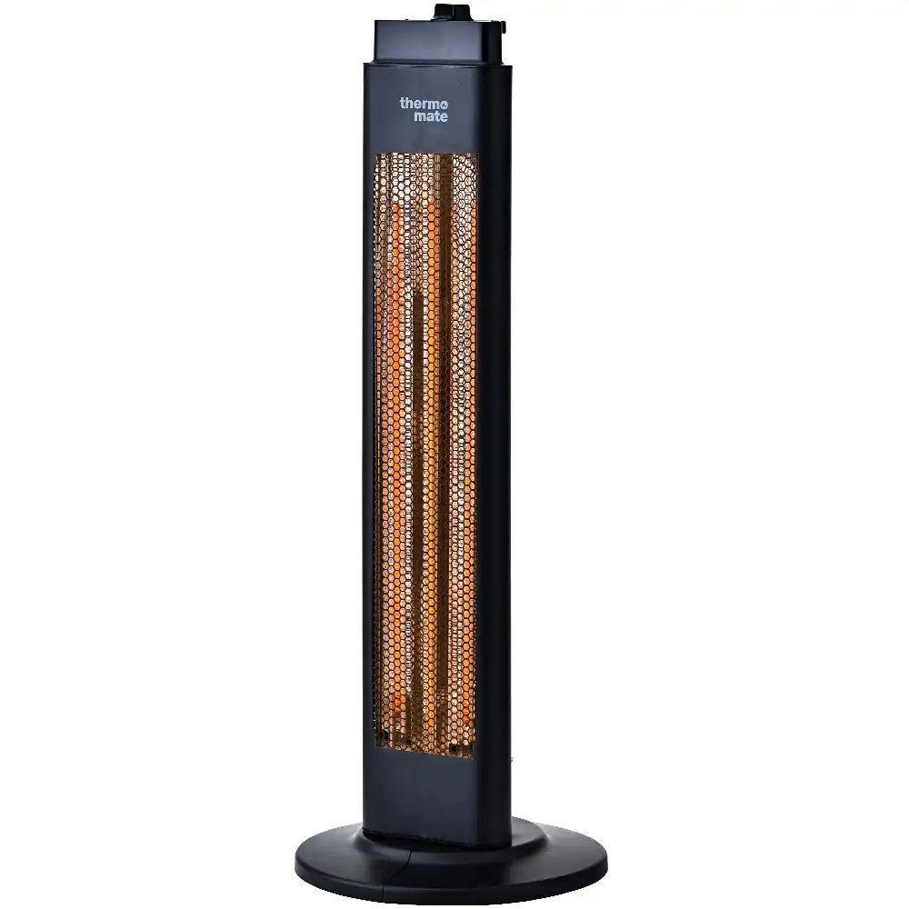 Thermomate Electric Heater Indoor or Outdoor, 1200W, 2 Radiant Heat Settings, Oscillating, Safety Tipping Shut Off