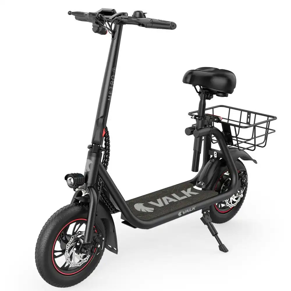 Valk Electric Scooter with Seat, Disc brakes, 12 Inch Tyres, Motorised eScooter for Adults Teens Commuter