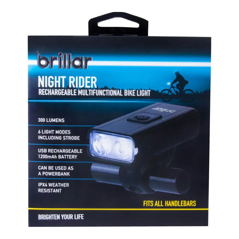 Brillar Night Rider - Rechargeable Multifunctional Bright Bike Light 300lm