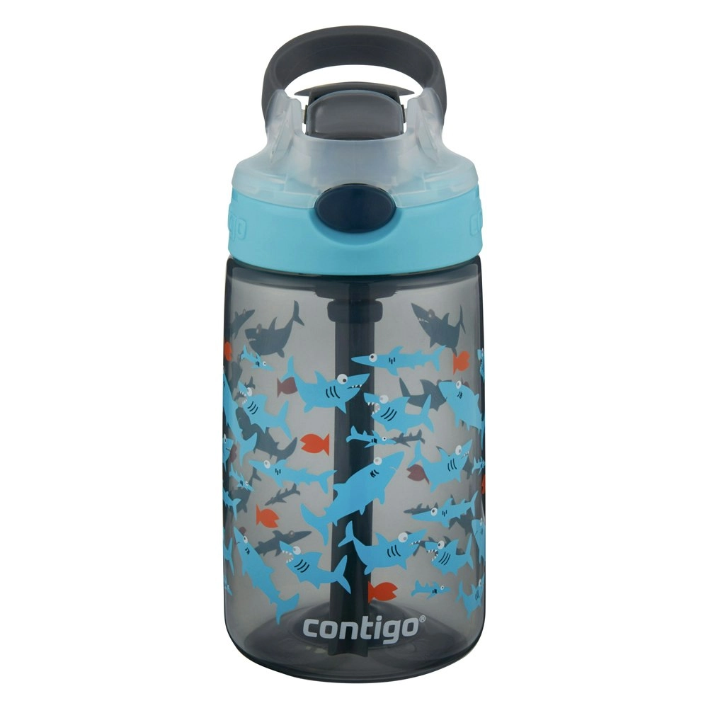 Contigo Gizmo Flip Autospout Kids Drink Bottle Charcoal Sharkbait Graphic 420ml