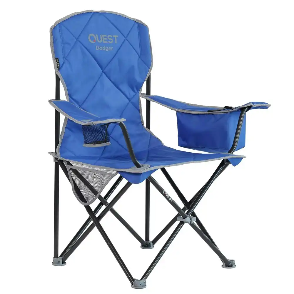 Quest Dodger 97cm Portable Cooler Chair Camping Outdoor Seat w/ Arm Rest Blue