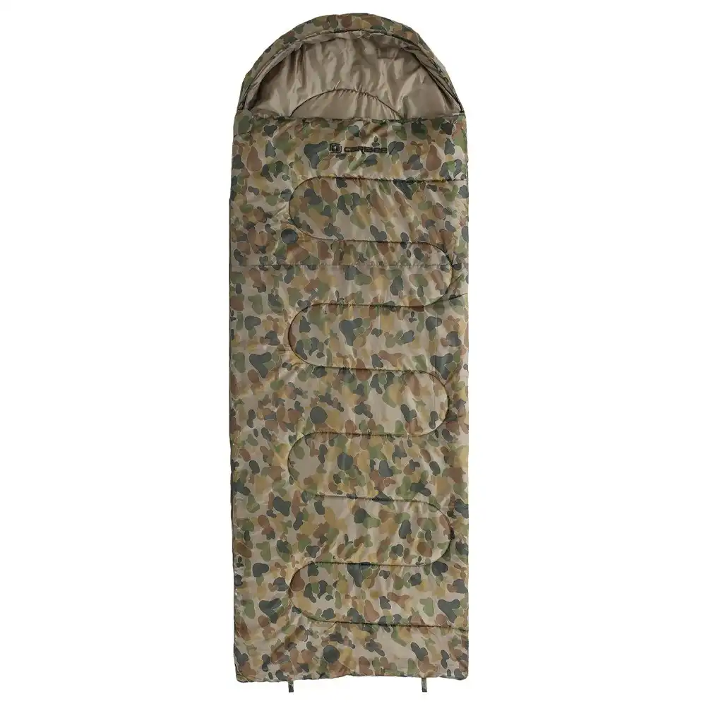 Caribee 230cm +5° Back Country Nylon Outdoor/Camp Sleeping Bag Jumbo Size 5 Camo