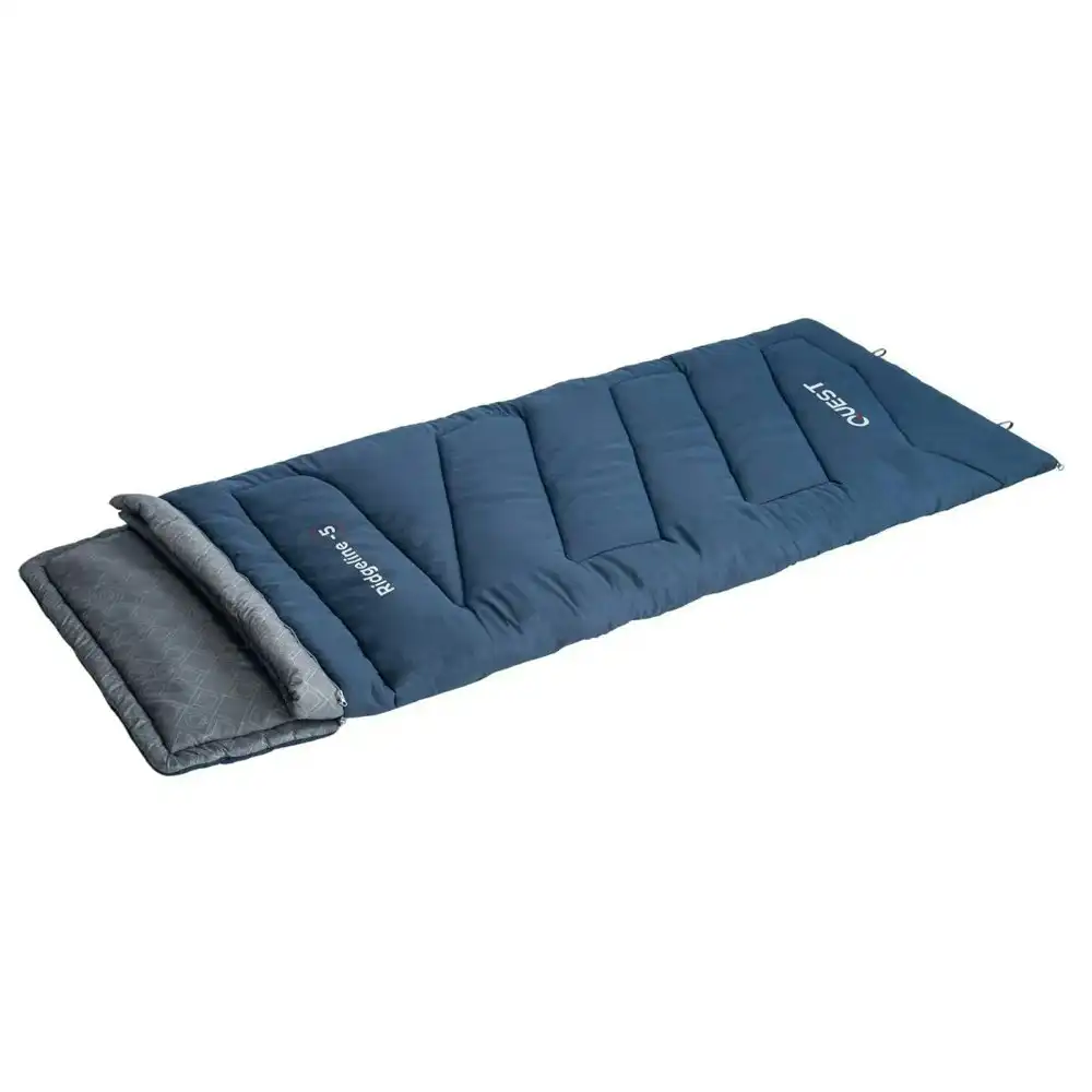 Quest Ridgeline 220cm -5˚C Sleeping Bag w/ Carry Bag Outdoor Camping/Hiking Blue