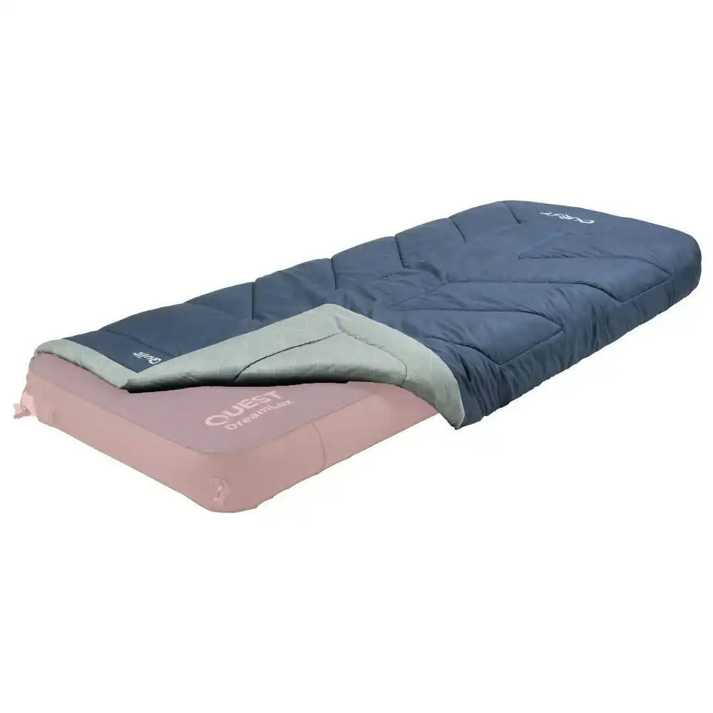Quest 225cm Single Camp Quilt w/ Carry Bag Outdoor Camping Sleeping Blanket Blue