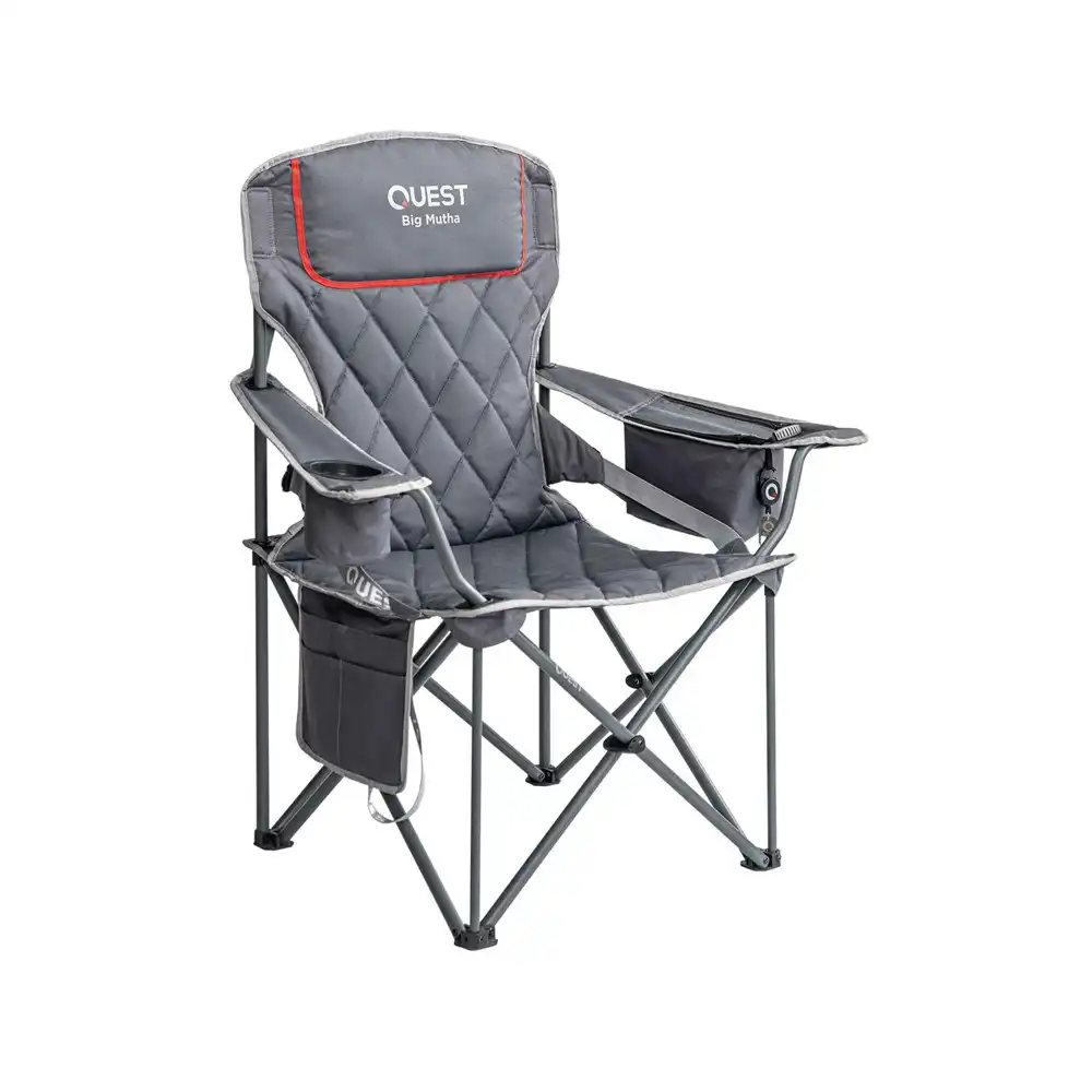 Quest Big Mutha 108cm Steel Camp Chair w/ Armrests Outdoor Camping/Picnic Grey