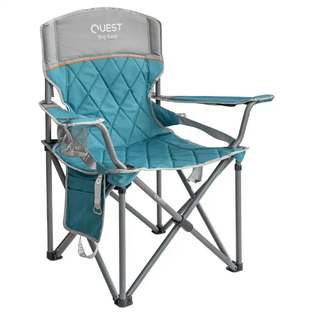 Quest Big Easy 101cm Aluminium Camp Chair w/Armrests Outdoor Camping/Picnic Blue