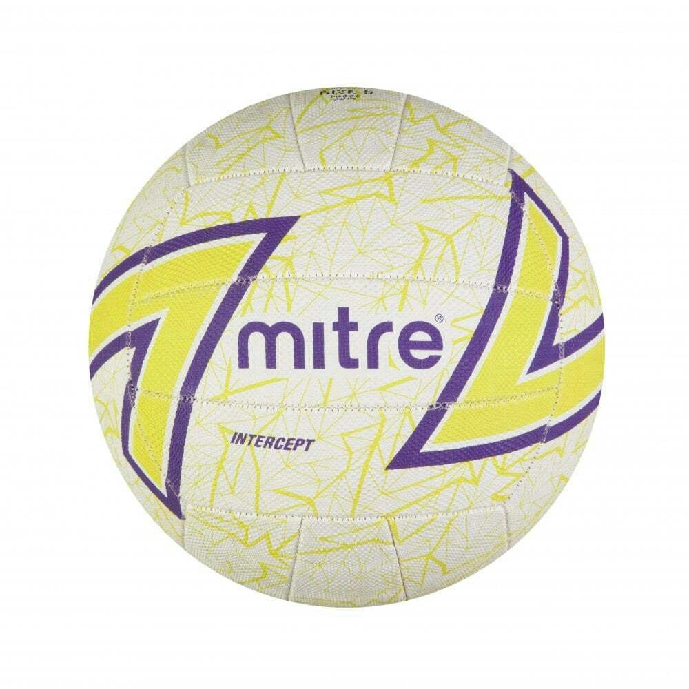 Mitre Intercept F18P Training Grade Netball White/Light Green/Purple Size 4