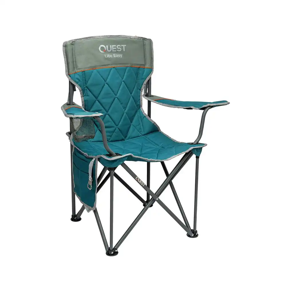 Quest Lite Easy 92cm Aluminium Camp Chair w/Armrests Outdoor Camping/Picnic Blue