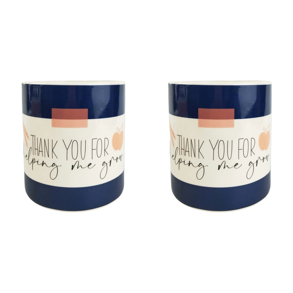 2x Urban Thank You For Helping Me Grow 16cm Planter Flower Pot Med Navy/Pink