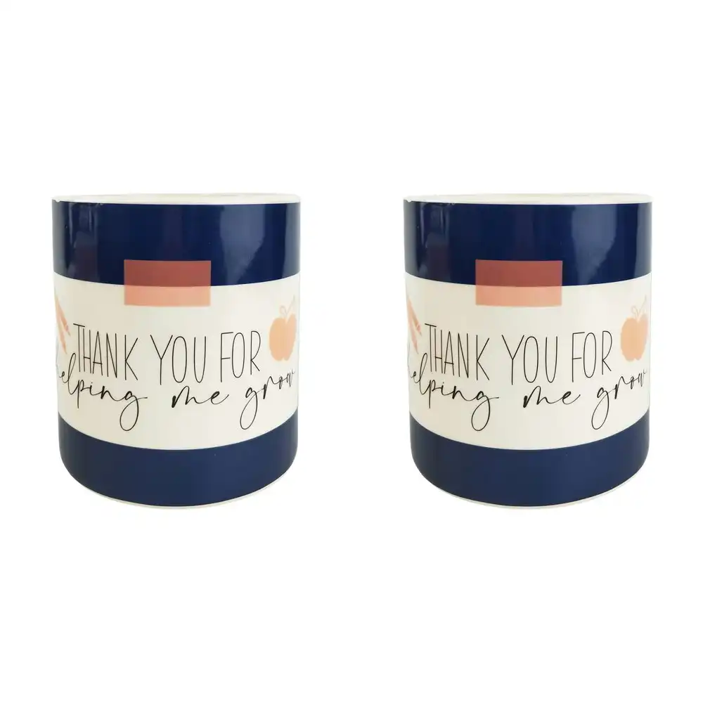2x Urban Thank You For Helping Me Grow 16cm Planter Flower Pot Med Navy/Pink