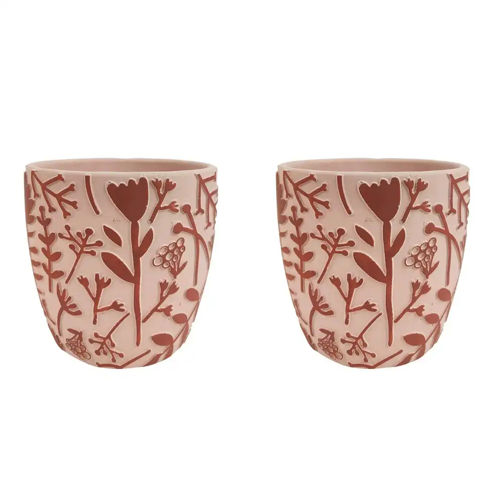 2x Urban Alex Floral 15cm Ceramic Planter Flower/Plant Pot Decor Medium Pink/Red