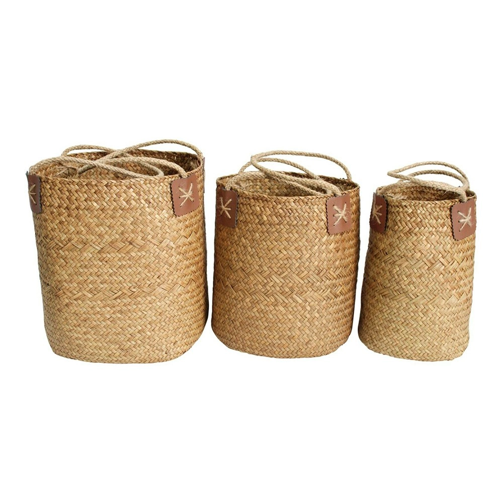 3PK Woven 22/21/17cm Planter Basket Plant Storage Set Home Room Decor Natural