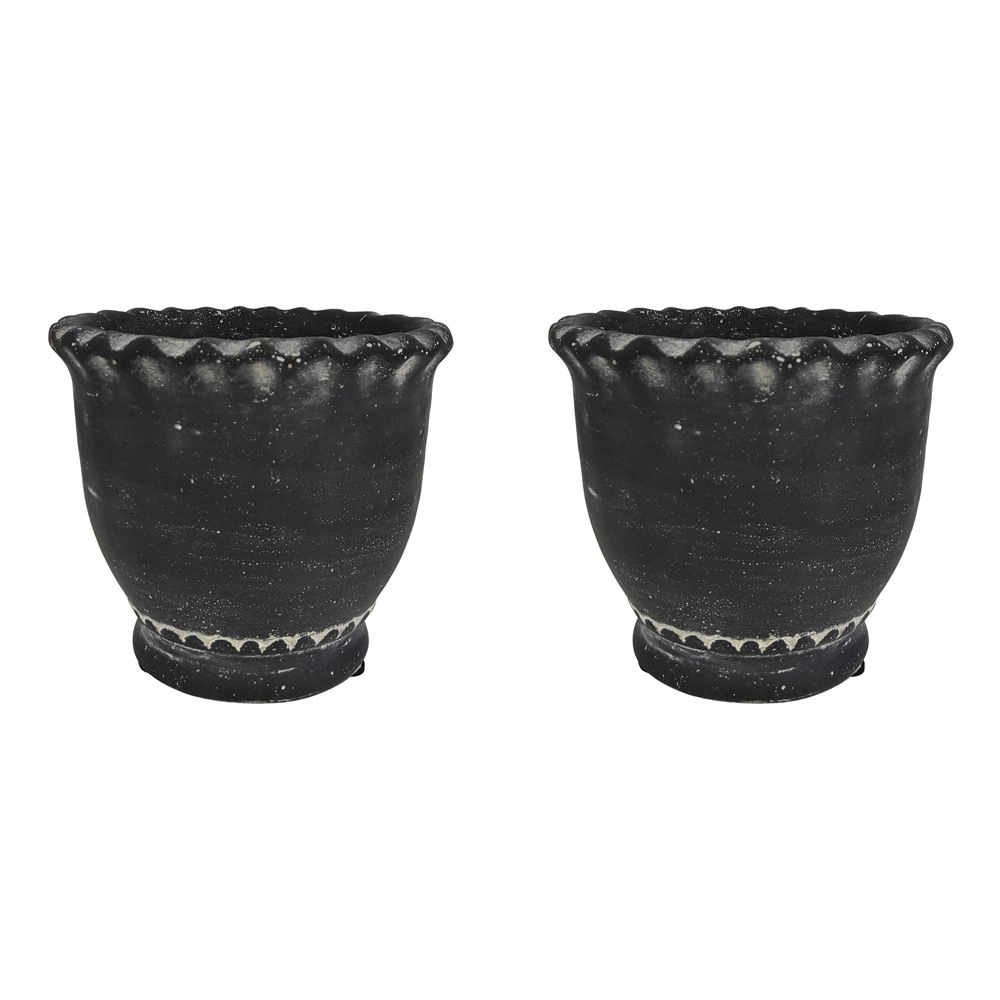 2x Urban Marie 13cm Ceramic Planter Flower/Plant Pot Home Decor Medium Charcoal