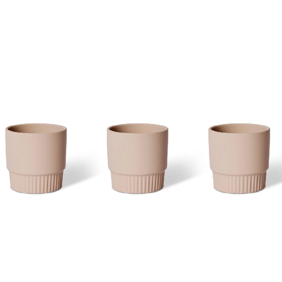 3x E Style Logan 13cm Ceramic Plant Pot Flower Planter Holder Decor Soft PNK