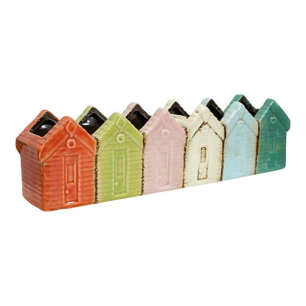 Ceramic 6-Row Beach Houses 36.5cm Planter Flower/Plant Pot Home/Office Decor